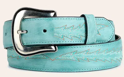 Jrc & Sons Women's Nancy Turquoise Boot Stitch Leather Western Belt In Blue