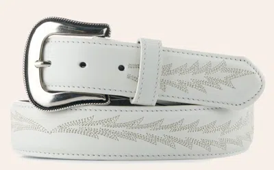 Jrc & Sons Women's Nancy White Boot Stitch Leather Western Belt In Neutral