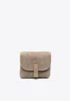 Jérôme Dreyfuss Croc-embossed Suede Wallet In Taupe