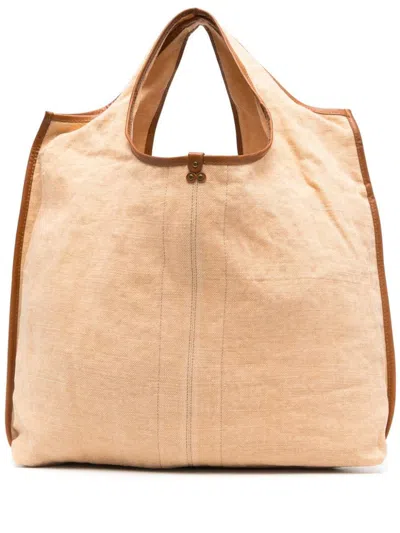 Jérôme Dreyfuss Paco Large Linen Shopping Bag In Paille
