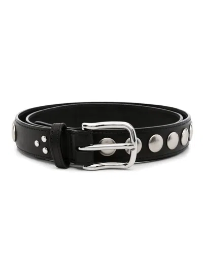 Jérôme Dreyfuss Studded Leather Belt In Noir Silver