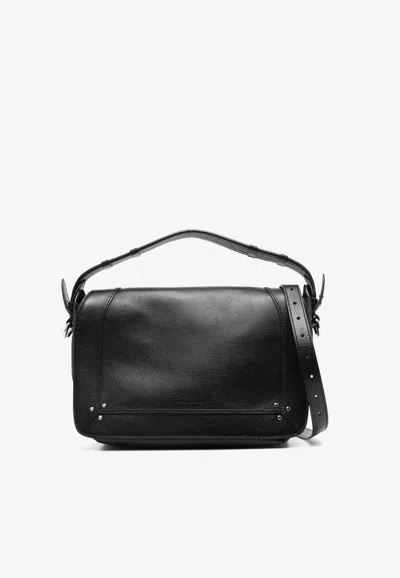 Jérôme Dreyfuss Large Pepito Calf Leather Shoulder Bag In Black