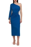 Js Collections Amelie One-shouler Cape Sleeve Cocktail Dress In French Blue