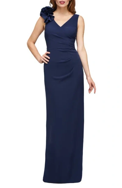 Js Collections Anais Sleeveless Column Gown In Blue