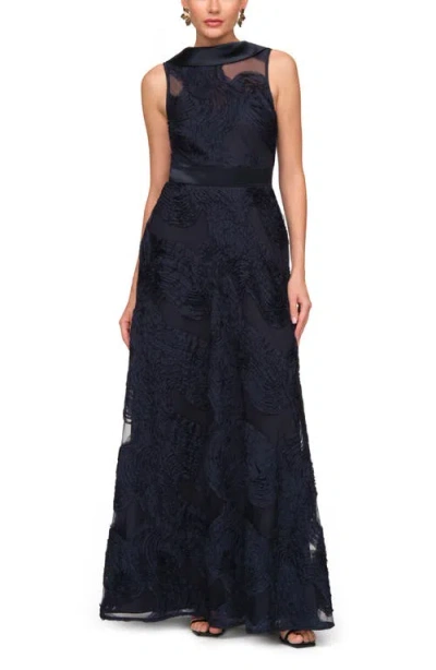 Js Collections Anna Soutache A-line Evening Gown In Blue