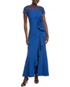 Js Collections Aspen Rosette Mermaid Gown In Blue