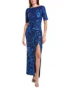 Js Collections Abbie Column Ankle Gown In Blue