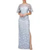 Js Collections Brooke Floral Embroidered Column Gown In Multi