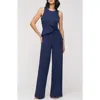 Js Collections Calista Sleeveless Peplum Jumpsuit In Deep Navy