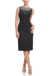 JS COLLECTIONS JS COLLECTIONS CORINNE BEADED SLEEVELESS COCKTAIL SHEATH DRESS