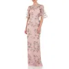 Js Collections Daphne Embroidered Sequin Column Gown In Multi