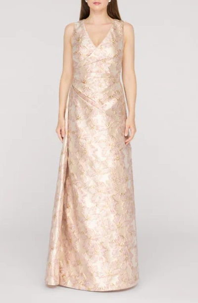 Js Collections Deborah A-line Jacquard Gown In Pink