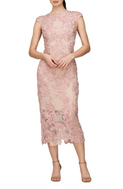 Js Collections Elexis Soutache Midi Dress In Sand/ Blush