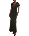 Js Collections Eliana Mixed Media Gown In Black