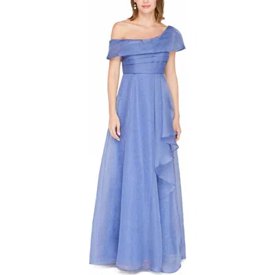 Js Collections Evangeline One-shoulder Organza Gown In Blue