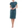 Js Collections Womens Embroidered Sequined Sheath Dress In Cobalt/kelly Green