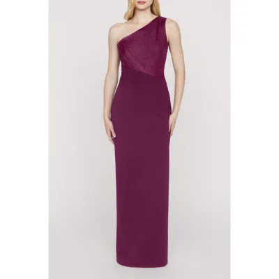 Js Collections Ingrid One-shoulder Mixed Media Gown In Purple