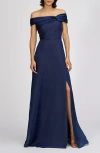 Js Collections Isadora Off The Shoulder Organza Gown In Navy