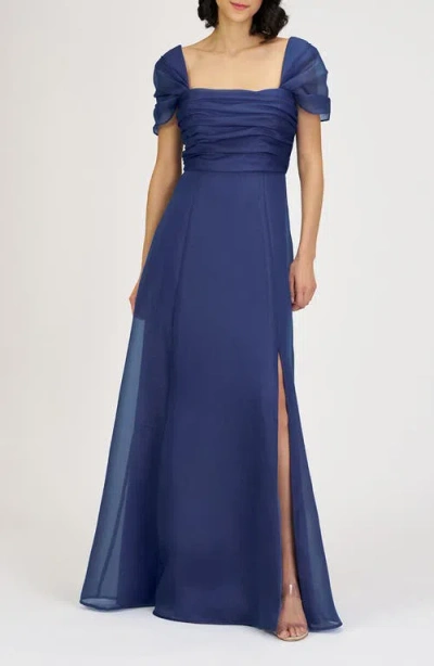 Js Collections Jane Ruched Bodice A-line Gown In Blue