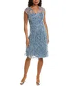 Js Collections Fiona Embroidered Floral Sheath Dress In Blue
