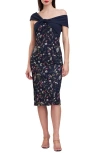 Js Collections Jeanne Sequin Embellished Asymmetric Cocktail Dress In Deep Navy