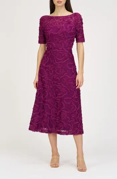 Js Collections Jenni Floral Lace Cocktail Midi Dress In Plum Caspia