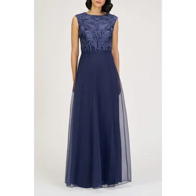 Js Collections Keira Soutache Lace Bodice Gown In Blue