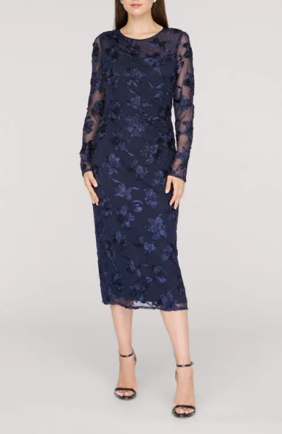 Js Collections Kori Long Sleeve Cocktail Dress In Blue