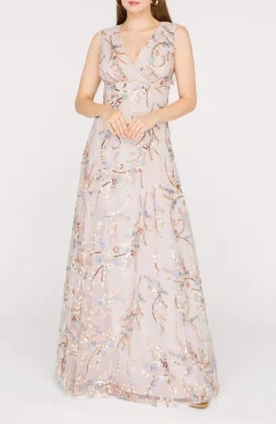 Js Collections Lavina Sequin Tulle Gown In Rose Gold