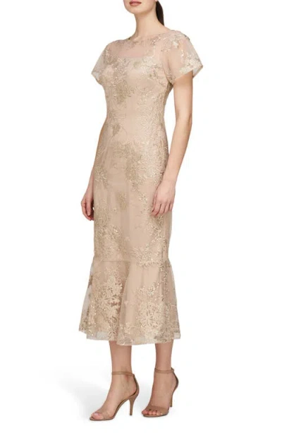 Js Collections Lia Sequin & Embroidery Trumpet Dress