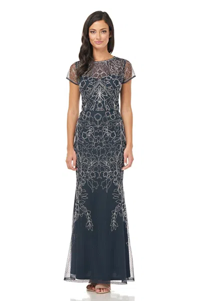 Js Collections Long Formal Short Sleeve Dress 866758 In Blue