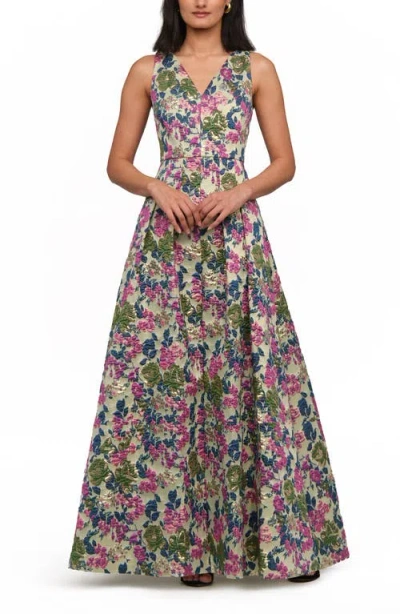 Js Collections Madge Pleated Ballgown In Multi