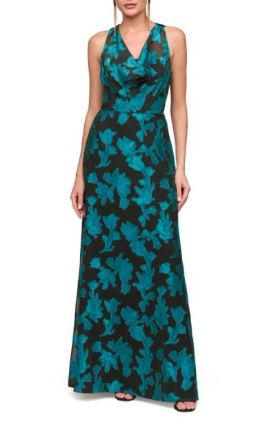 Js Collections Melba Cowl Neck Chiffon Gown In Brown