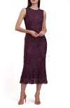 Js Collections Meli Soutache Cocktail Midi Dress In Plum Purple
