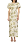 Js Collections Penny Metallic Floral Jacquard Sheath Gown