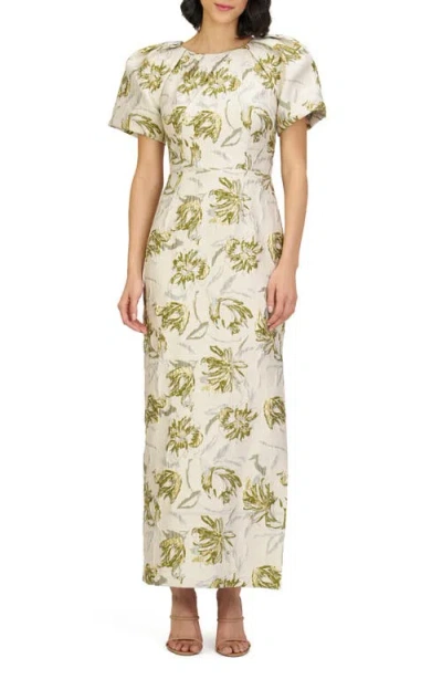 Js Collections Penny Metallic Floral Jacquard Sheath Gown