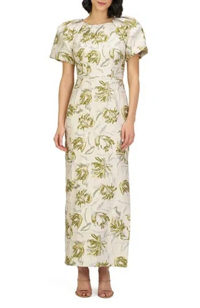 Js Collections Penny Metallic Floral Jacquard Sheath Gown