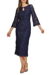 Js Collections Perla Soutache Sheath Dress In Navy