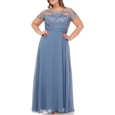 Js Collections Plus Womens Chiffon Floral Evening Dress In Multi