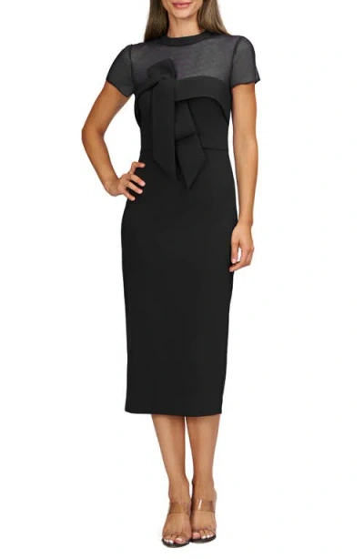 Js Collections Roselle Bow Detail Cocktail Midi Dress In Black