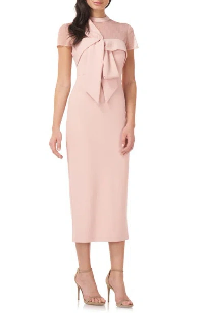 Js Collections Roselle Bow Detail Cocktail Midi Dress In Blush