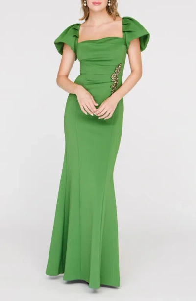 Js Collections Scotlyn Puff Sleeve Gown In Green
