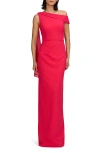 Js Collections Selene Sleeveless Column Gown In Magenta Gloss