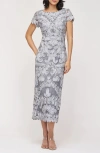 Js Collections Soutache Lace Cocktail Dress In Gunmetal