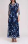 Js Collections Stefania Ankle Gown In Navy/pewter/french Blue