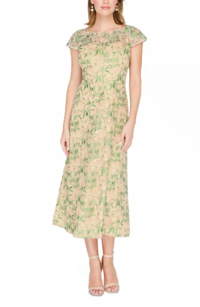 Js Collections Sulllivan Floral Embroidery Cocktail A-line Dress In Neutral