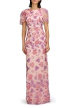 Js Collections Teigen Sequin Column Gown In Pink Multi
