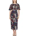 Js Collections Ursala Embroidered Flutter Sleeve Gown In Multi