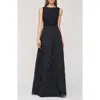Js Collections Valery Mixed Media Sleeveless Gown In Black