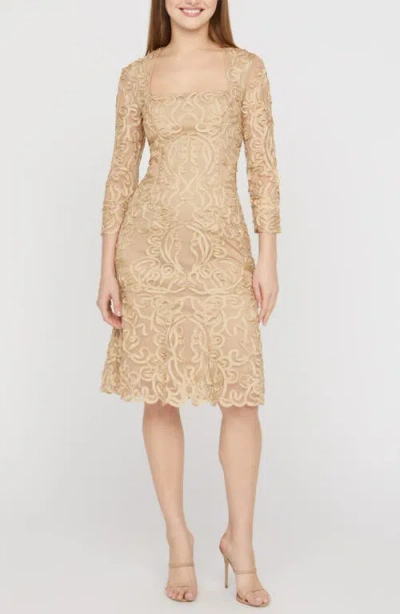 JS COLLECTIONS JS COLLECTIONS VIOLETTE SOUTACHE LACE LONG SLEEVE COCKTAIL DRESS